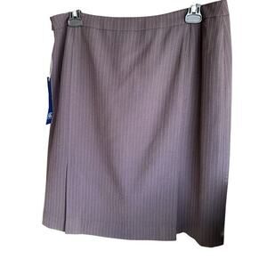 AK Anne Klein Brown pinstripe kick pencil skirt office siren petite NWT Sz 12P